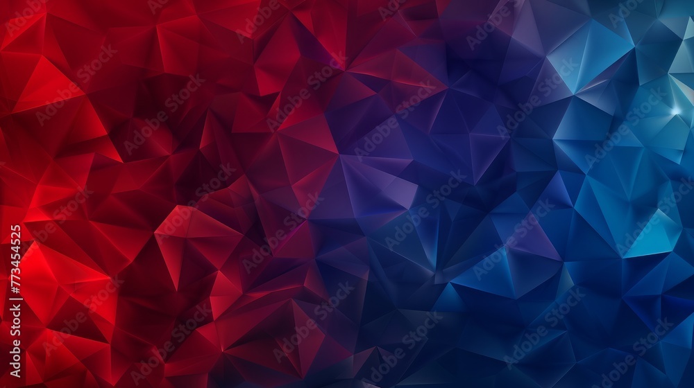 Fototapeta premium A multicolor illustration of dark blue and red triangles, forming a complex and captivating polygonal design