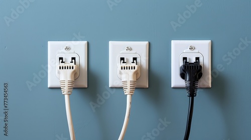 An image showing multiple electrical plugs inserted into a wall outlet, highlighting issues of safety and overload