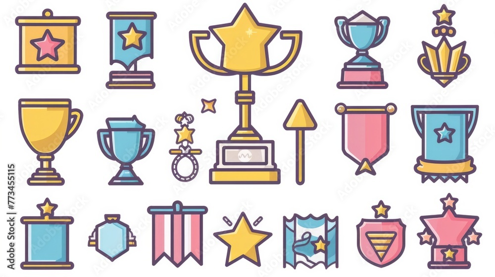 A seamless pattern background of trophy cups, presented in a flat business vector illustration