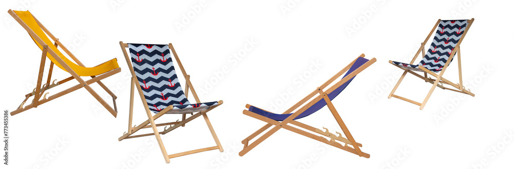 deck chairs isolated on white background