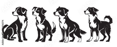 Set of silhouettes of dogs clipart