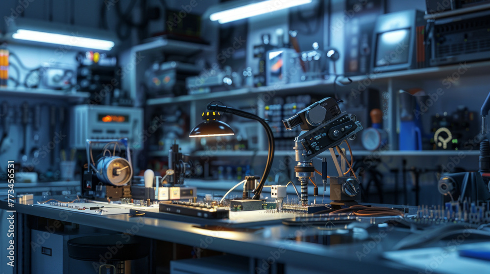 Fototapeta premium An essential soldering station for soldering and desoldering electronic components