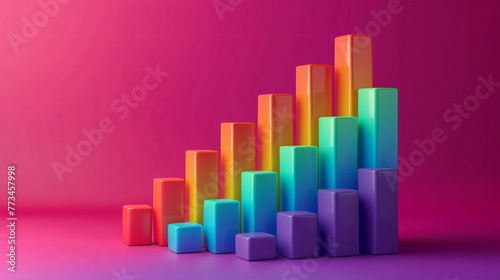 3D Model of a Business Growth Bar Graph