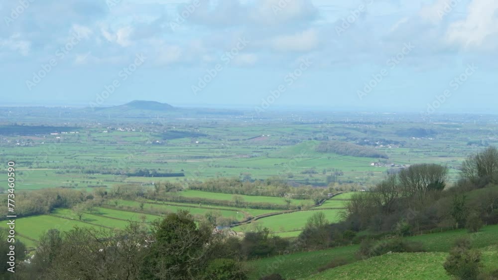 View from Deerleap viewpoint in the Mendip Hills looking across the Somerset. land scope View from Deerleap viewpoint in the Mendip Hills looking across the Somerset. land scope