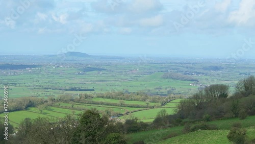 View from Deerleap viewpoint in the Mendip Hills looking across the Somerset. land scope photo