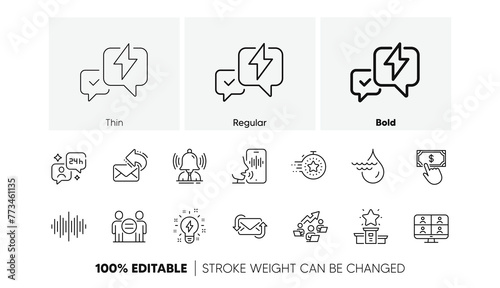 Consulting, Video conference and Teamwork chart line icons. Pack of Sound wave, Refresh mail, Hydroelectricity icon. Ethics, Voicemail, Payment click pictogram. Winner podium, InspirationBrand. Vector