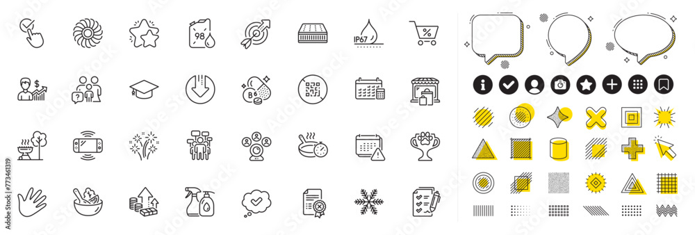 Set of Inflation, Reject certificate and Target line icons for web app. Design elements, Social media icons. Calendar, Frying pan, Vitamin b6 icons. Fan engine, Approved, Petrol canister signs. Vector Set of Inflation, Reject certificate and Target line icons for web app. Design elements, Social media icons. Calendar, Frying pan, Vitamin b6 icons. Fan engine, Approved, Petrol canister signs. Vector