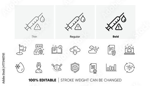 Report diagram, Windy weather and Dice line icons. Pack of Best manager, Manual, Wind energy icon. Freezing water, Biometric security, Vaccine attention pictogram. Doctor, Qr code, Milestone. Vector