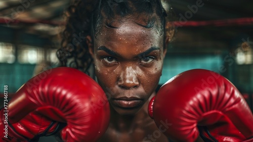 woman boxer with gloves © takkan