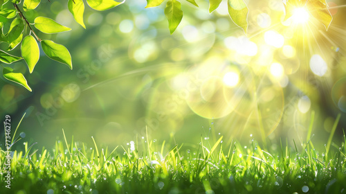 Green Leaves, Sunlight, and Bokeh Effect Nature Background