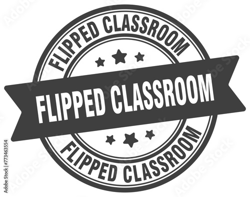 flipped classroom stamp. flipped classroom label on transparent background. round sign