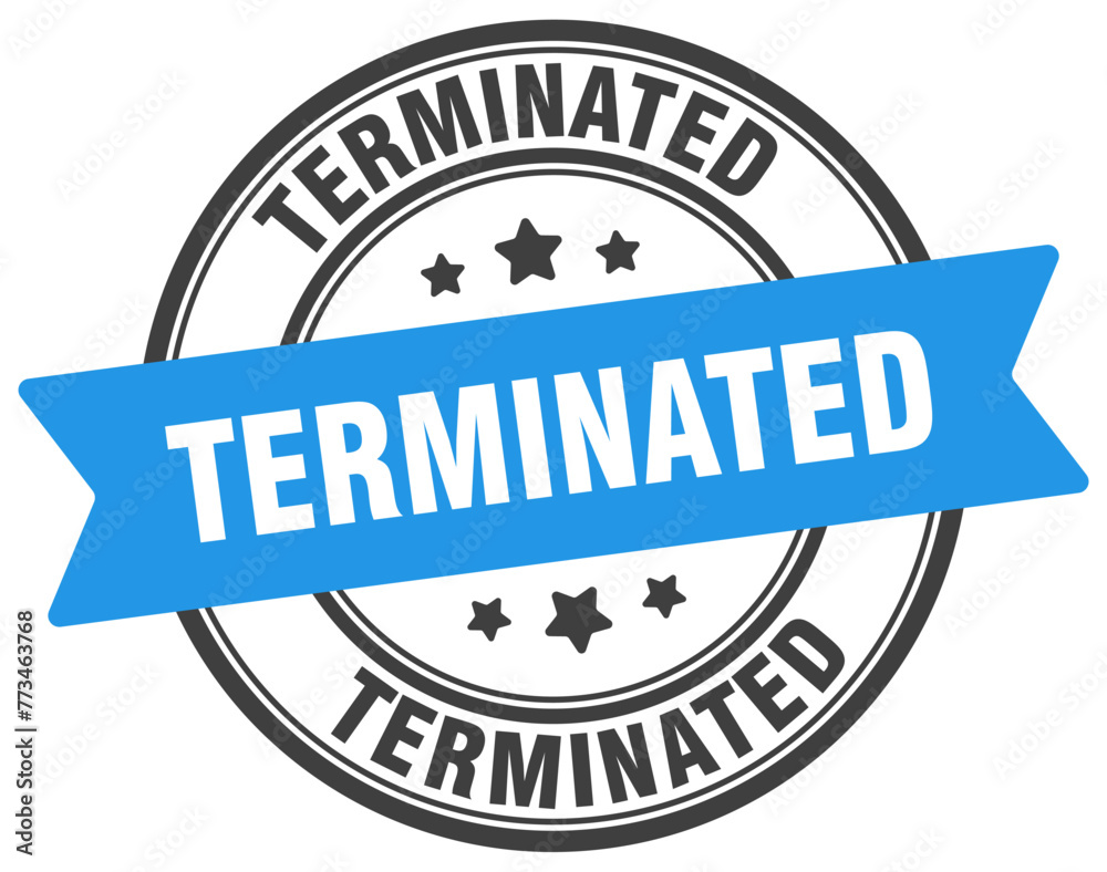terminated stamp. terminated label on transparent background. round sign