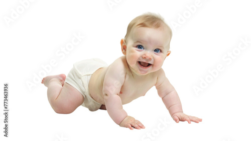 Beautiful happy baby smiling isolated on Transparent background