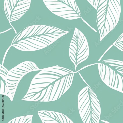 botanical leaf outline and silhouette print modern mint and white --ar 1:1 Job ID: 76cd7998-b401-4560-8f61-0f3a82181af4