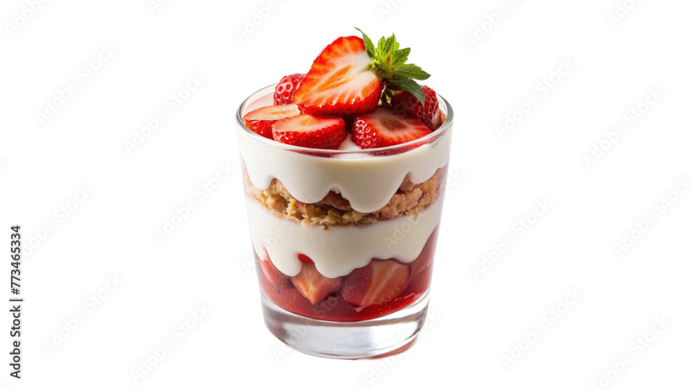 A strawberry parfait isolated on Transparent background. National strawberry Parfait Day A strawberry parfait isolated on Transparent background. National strawberry Parfait Day