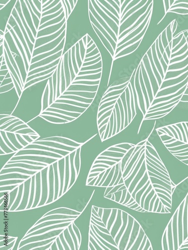 botanical leaf outline and silhouette print modern mint and white --ar 3:4 Job ID: da3149b9-3d48-444c-97ce-974b71823e1a