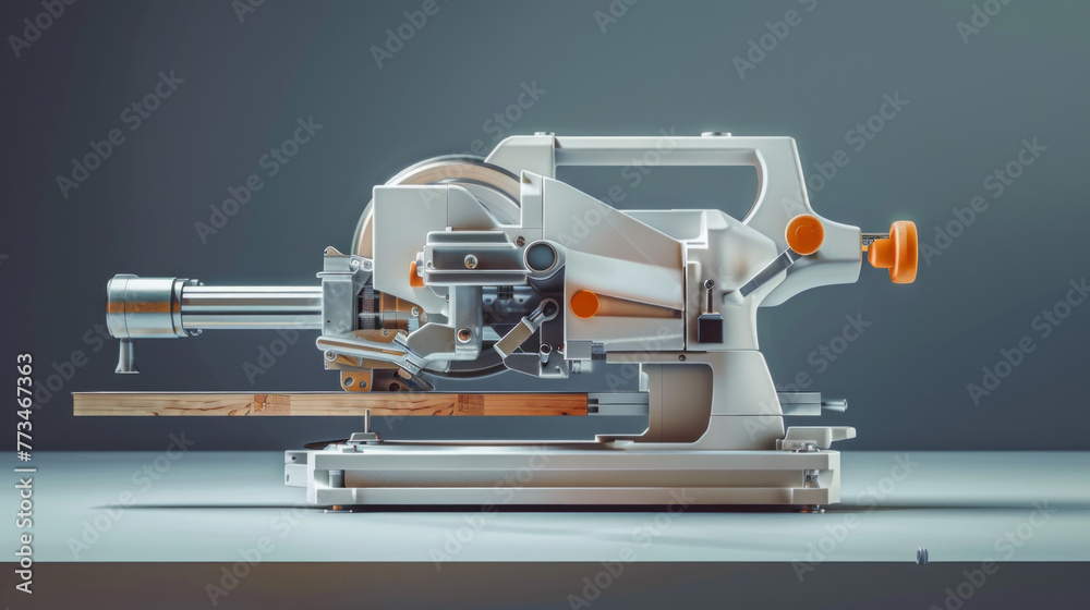 Fototapeta premium An efficient miter saw with adjustable angles for making precise cuts in wood, plastic, and aluminum