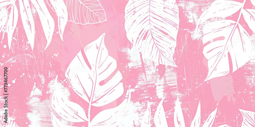 botanical print leaf outline and silhouette modern pink and white --ar 2:1 Job ID: 5fe3794f-a6a9-4056-a2ce-0603e54db202