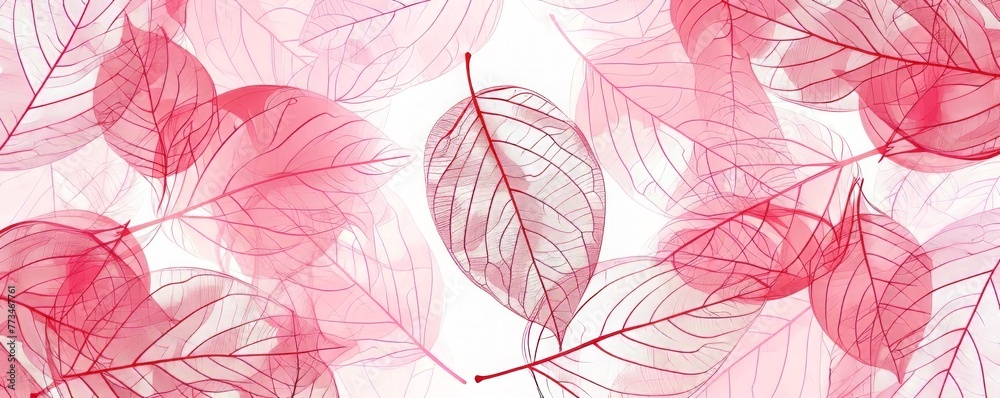 botanical print leaf outline and silhouette modern pink and white --ar 5:2 Job ID: 7a55fd04-2948-466a-83dc-39e99b89a15e