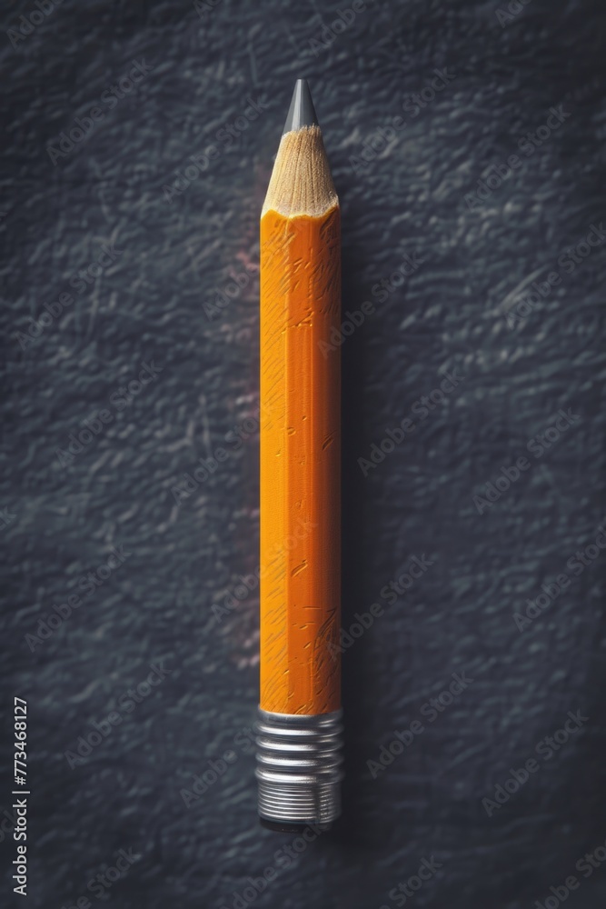 A yellow pencil with a long tip on a black surface. Ideal for educational and office-themed designs A yellow pencil with a long tip on a black surface. Ideal for educational and office-themed designs