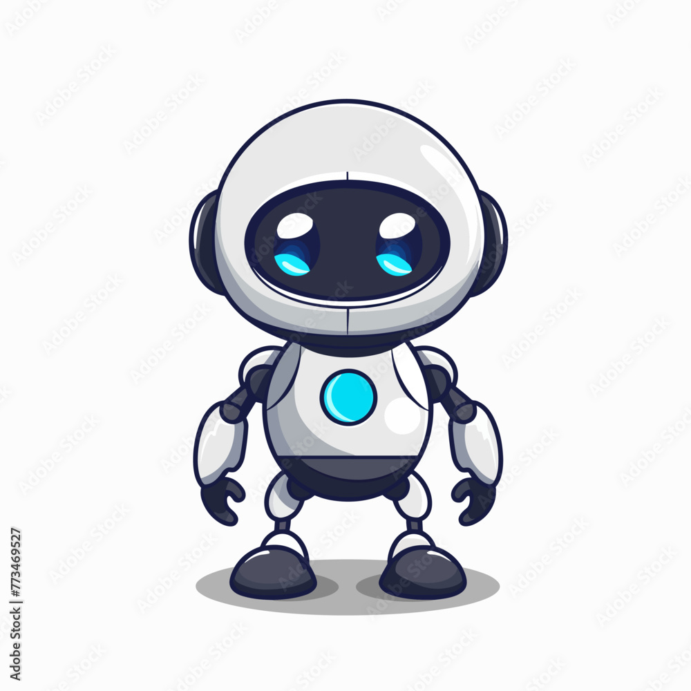 Cute robot character isolated on a white background, vector illustration. Cute robot character isolated on a white background, vector illustration.