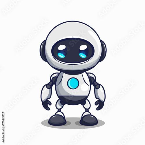 Cute robot character isolated on a white background, vector illustration.