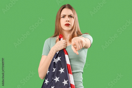 Young woman with USA flag p...