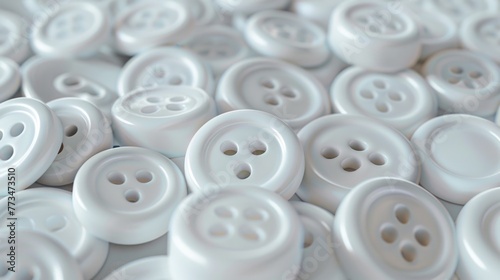 A pile of white buttons on a table, suitable for fashion design projects