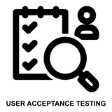 user acceptance, testing, acceptance testing, auditor, tester, surveyor expanded agile outline icon license for web mobile app presentation printing
