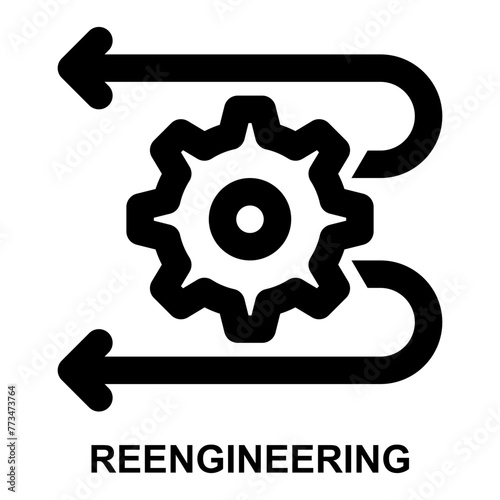 reengineering, rebuild, recycle, redesign, back engineering, retrospective expanded agile outline icon license for web mobile app presentation printing