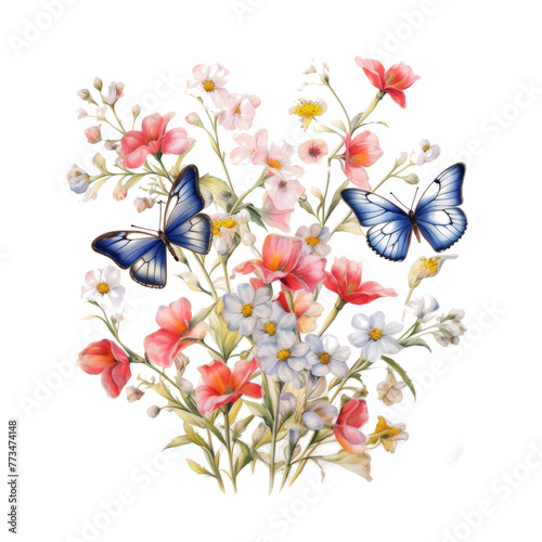 Butterfly Flying Over Flowers
