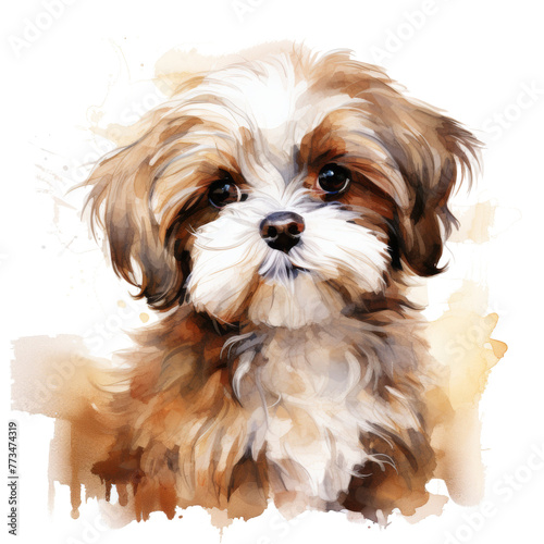 Brown and White Puppy Sitting on White Floor