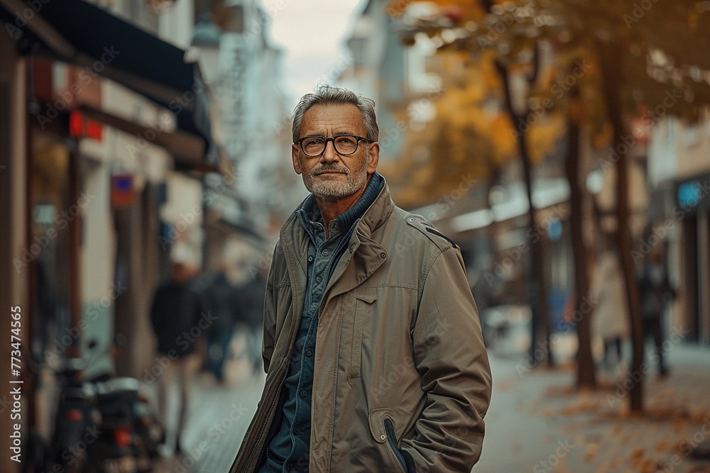 A man wearing a brown jacket A man wearing a brown jacket