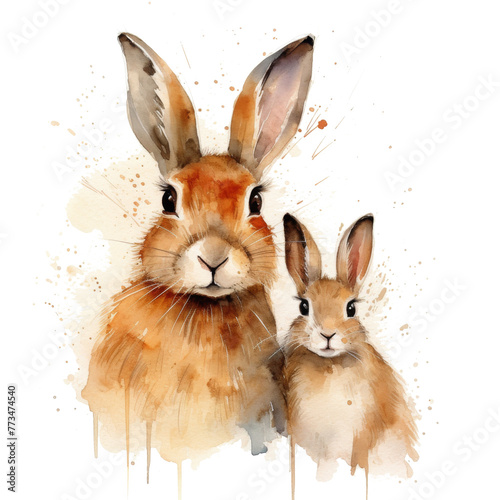 Two Brown Rabbits Sitting Together