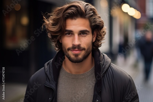 A man with a beard and long hair is smiling for the camera