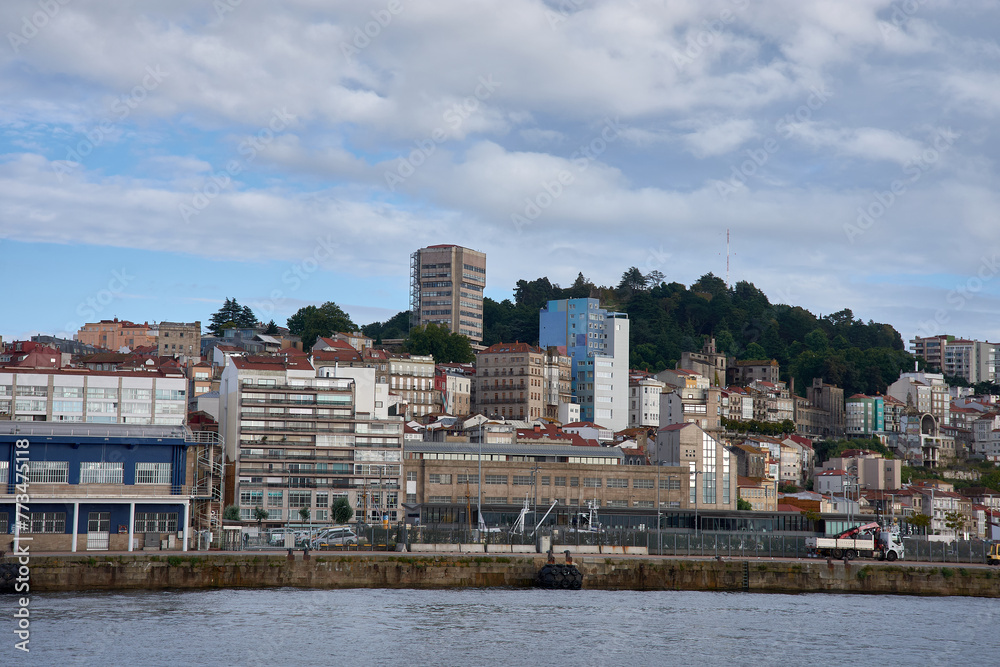 The port of Vigo as its Town Hall seen from the sea