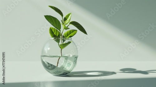 A plant in a glass vase on a table, suitable for home decor concepts