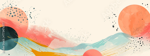 abstract illustration with summer vibes and wavy beach style, abstract watercolor paint banner with sea waves in minimalist pastel look