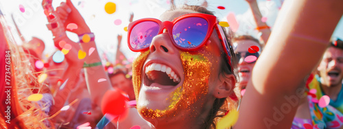 summer festival girl at a rave party outside enjoying life