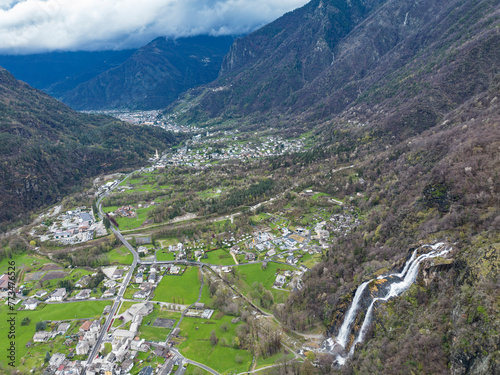 Acquafraggia waterfalls in Valchiavenna valley photo