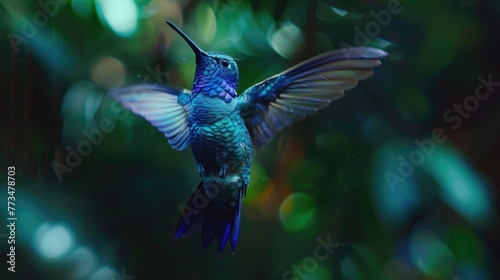 A stunning image of a hummingbird flying through the air. Perfect for nature and wildlife enthusiasts