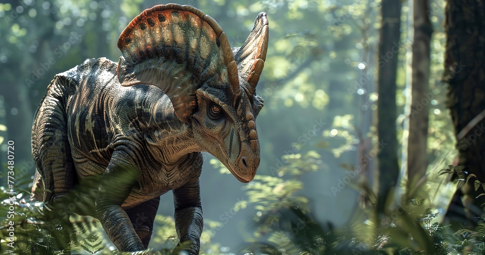 Parasaurolophus with its unique crest, calling out, social and communicative. Parasaurolophus with its unique crest, calling out, social and communicative.