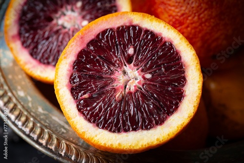 Blood oranges - cut - macro  photo