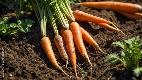 ripe carrots in the garden  harvest