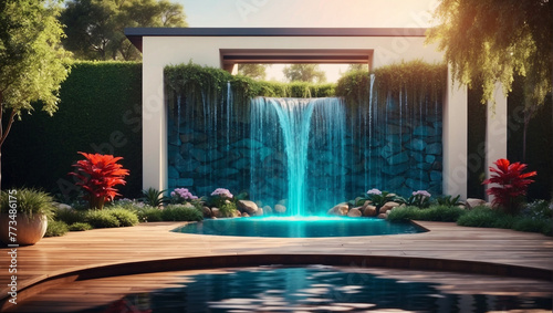 outdoor home modern water feature fountain waterfall