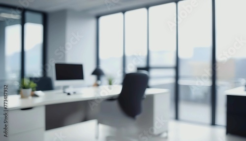 Beautiful defocused office background - office interior panoramic background created with generative ai