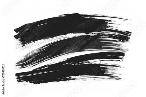 Abstract black in splash, paint, brush strokes, stain grunge isolated on white background, Japanese style 