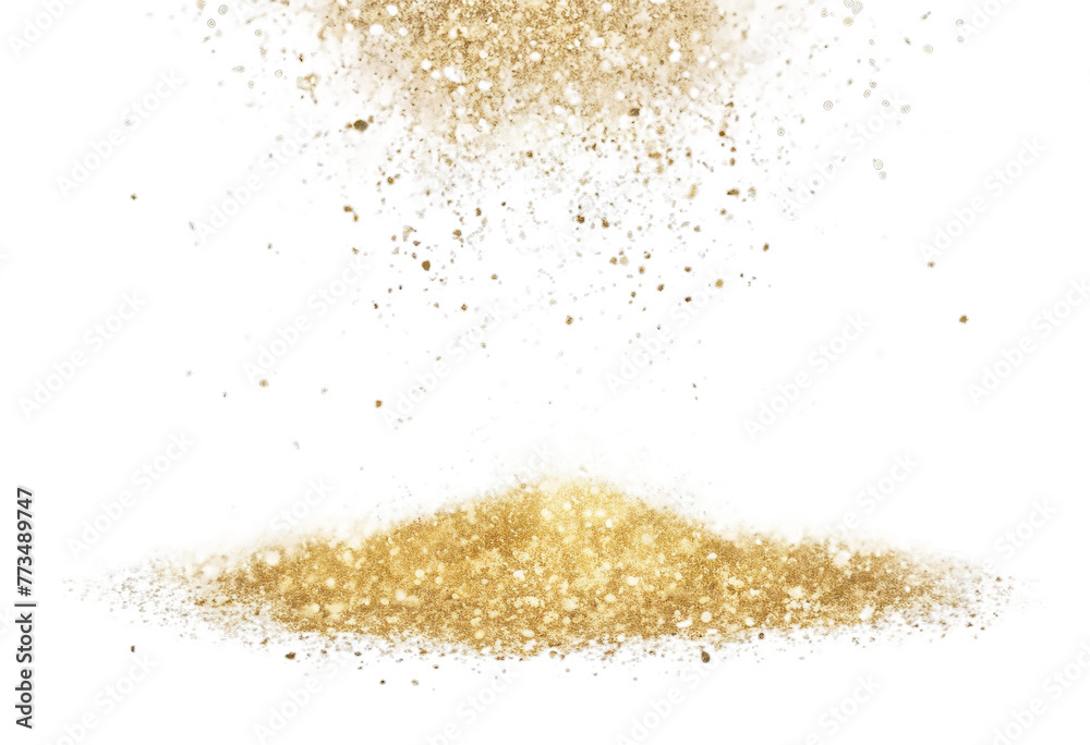 glittering Gold glitter. Foil confetti stroke snow dust. confetti. Less border. splatter Frame. sparkle Shiny Golden background. See transparent brush glistering du