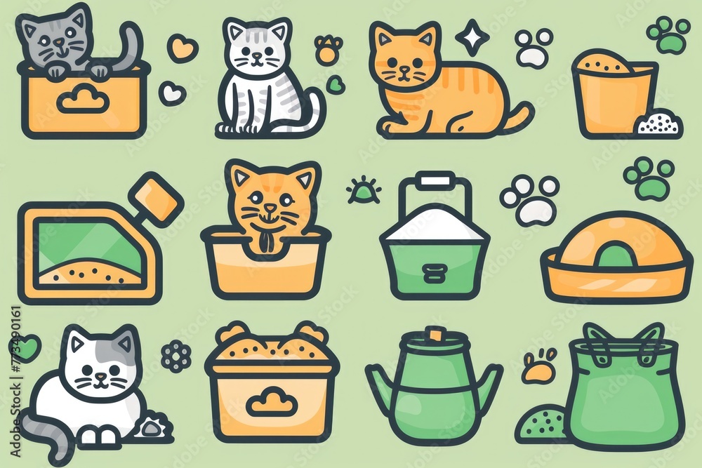 A group of cats sitting in pots. Perfect for animal lovers and pet-themed designs