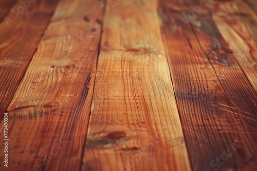 A close up of a wooden table with a blurry background. Ideal for interior design concepts